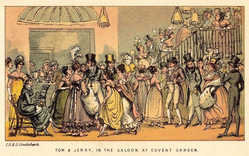Tom i Jerry w salonie w Covent Garden autorstwa Isaac, Robert and George Cruikshank