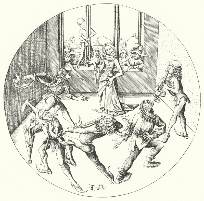 Taniec wokół pierścienia (grafika) autorstwa Israhel van the Elder Meckenem
