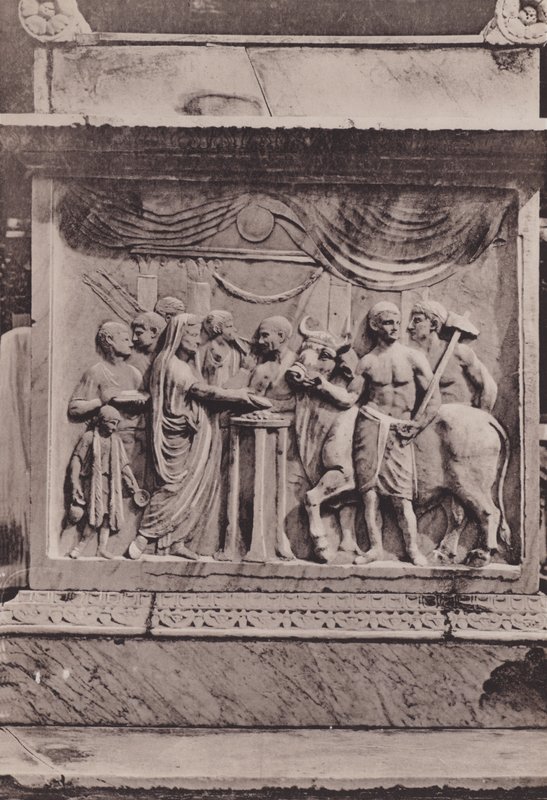 Ara Del Tempio Di Mercurio Di Vespasiano, Ołtarz Merkura lub Świątynia Wespazjana (zdjęcie b / w) autorstwa Italian Photographer