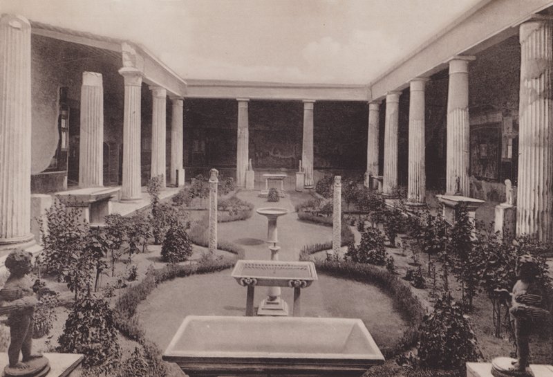 Casa Dei Vettii, Peristilio, Dom Vettii, Perystyl (zdjęcie czarno-białe) autorstwa Italian Photographer