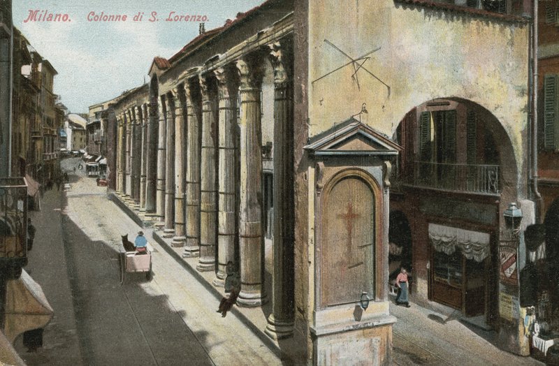 Kolumny San Lorenzo, Mediolan (kolorowe zdjęcie) autorstwa Italian Photographer
