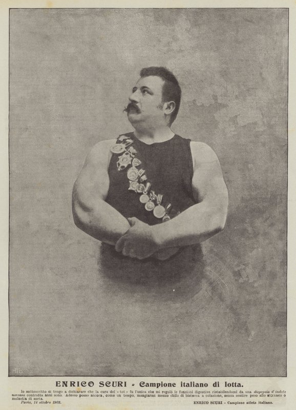 Enrico Scuri, mistrz Włoch w zapasach autorstwa Italian Photographer
