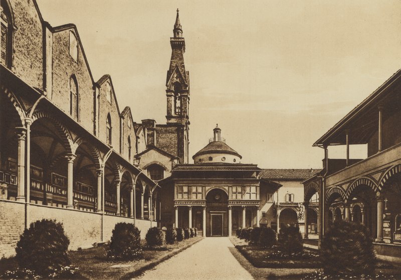 Firenze / Florencja: Kościół S Croce, Klasztor (zdjęcie b / w) autorstwa Italian Photographer