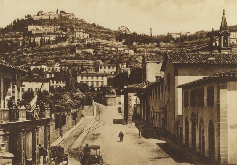 Firenze / Florencja: Okolice Florencji, S Domenico i Panorama di Fiesole (zdjęcie czarno-białe) autorstwa Italian Photographer