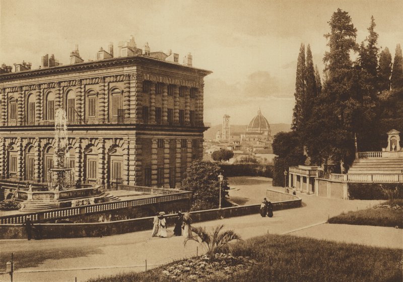 Firenze / Florencja: Palazzo Pitti, tył (zdjęcie czarno-białe) autorstwa Italian Photographer