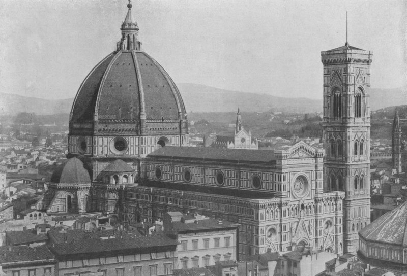 Florencja, Katedra Panorama Widok z Kopuły San Lorenzo (zdjęcie czarno-białe) autorstwa Italian Photographer
