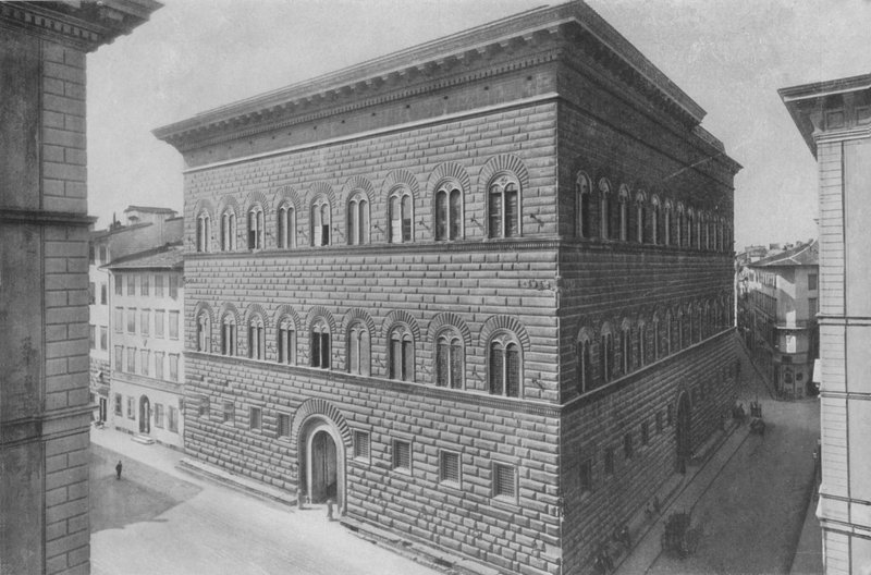 Florencja, Palazzo Strozzi (zdjęcie czarno-białe) autorstwa Italian Photographer