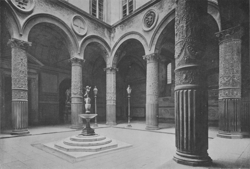 Florencja, Palazzo Vecchio, Cortil (zdjęcie czarno-białe) autorstwa Italian Photographer