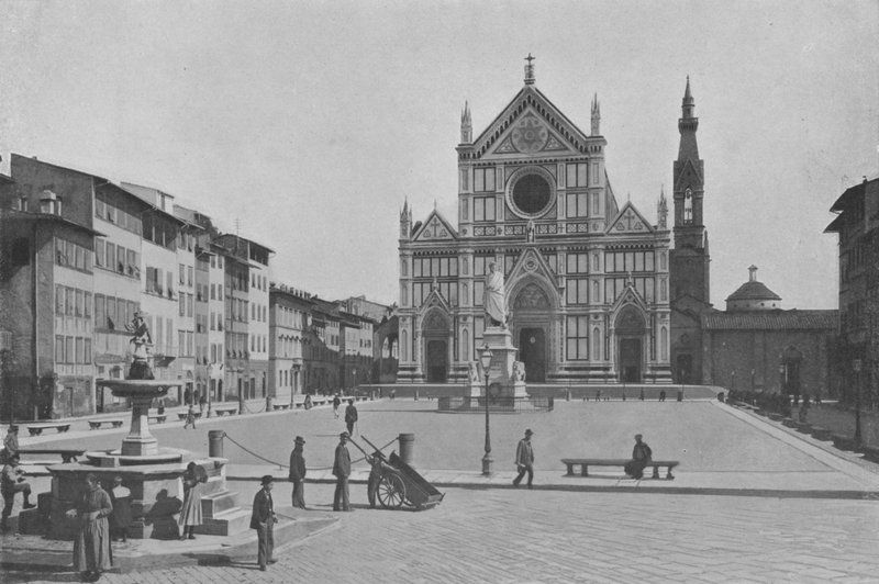 Firenze, Piazza S Croce (zdjęcie czarno-białe) autorstwa Italian Photographer