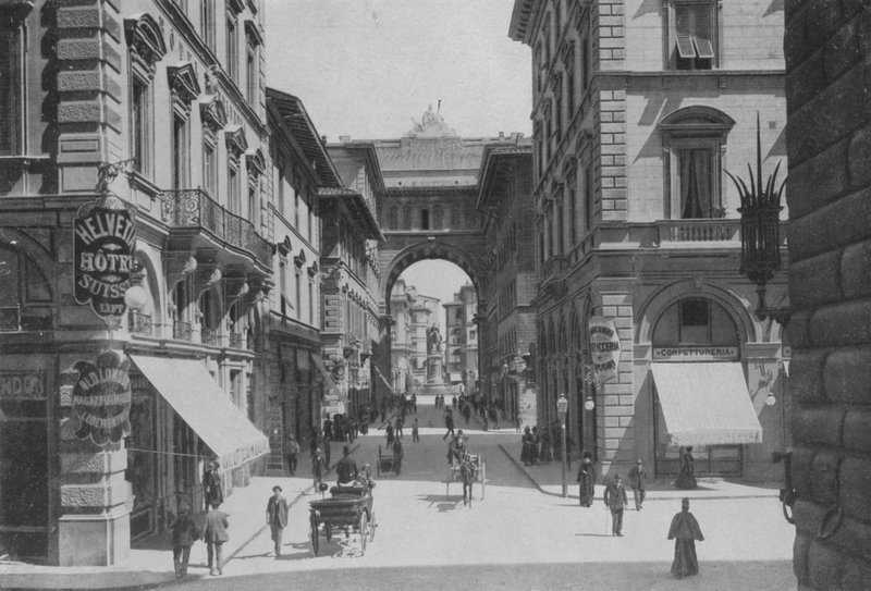 Florencja, Via Strozzi (zdjęcie czarno-białe) autorstwa Italian Photographer