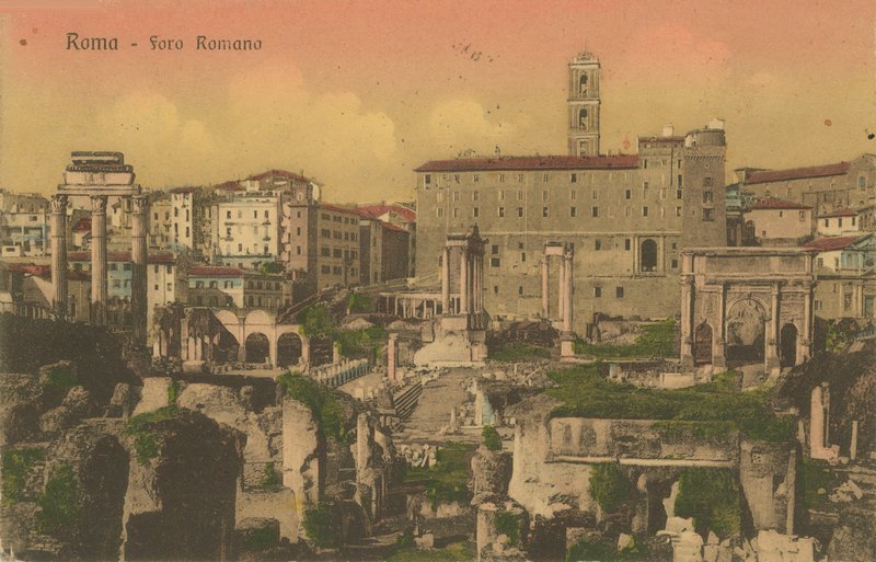 Forum Romanum, Rzym. Pocztówka wysłana w 1913 r. autorstwa Italian Photographer