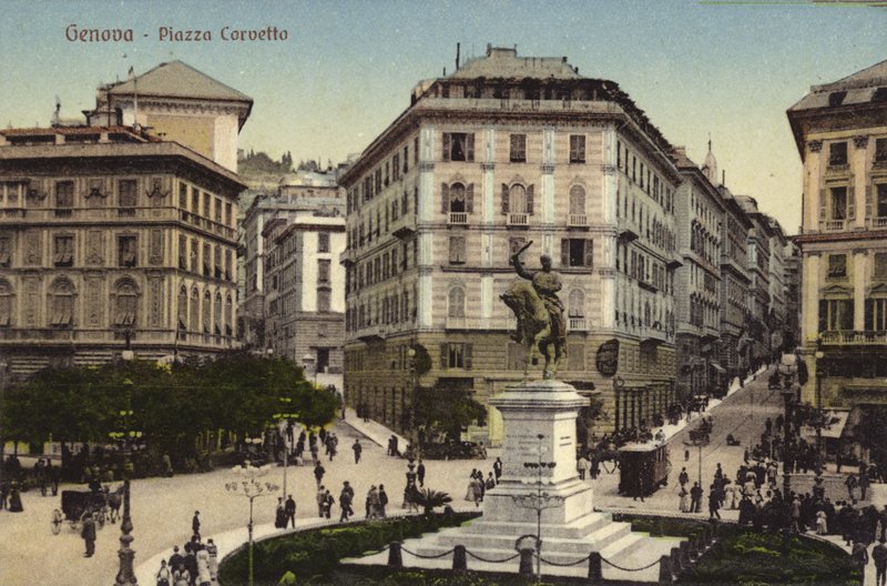 Genua, Piazza Corvetto (kolorowe zdjęcie) autorstwa Italian Photographer