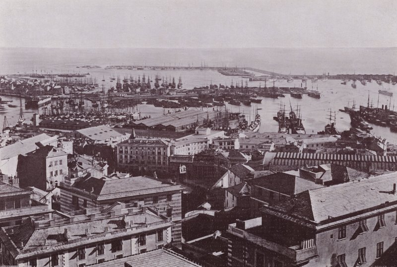 Włochy: Genua, panorama (zdjęcie czarno-białe) autorstwa Italian Photographer