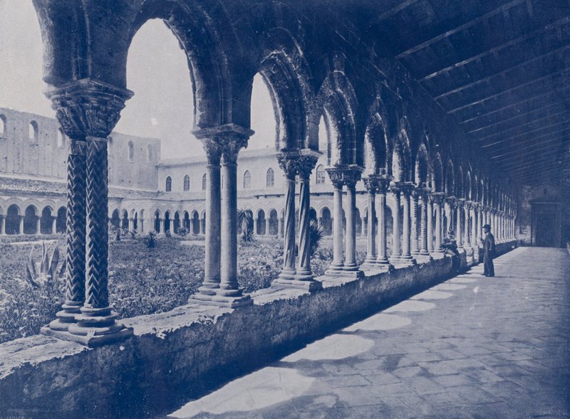 Włochy: Monreale, klasztor benedyktynów (zdjęcie czarno-białe) autorstwa Italian Photographer