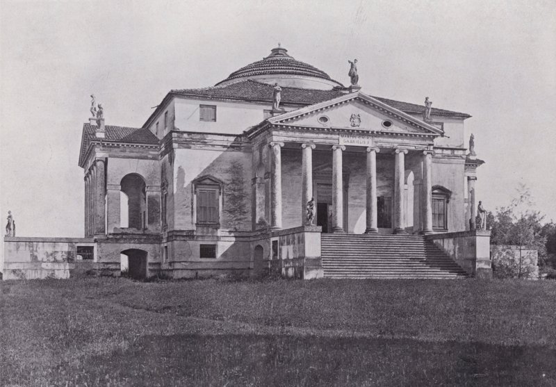 Włochy: Villa Rotonda Palladio, niedaleko Vicenzy (zdjęcie czarno-białe) autorstwa Italian Photographer