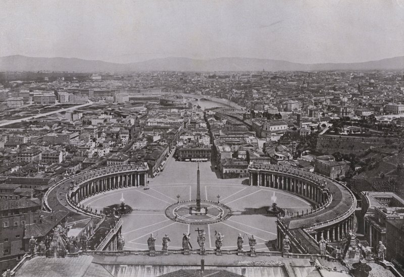 Włochy: Rzym, panorama z kopuły Bazyliki św. Piotra (zdjęcie czarno-białe) autorstwa Italian Photographer