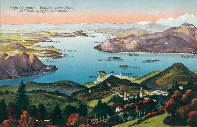 Jezioro Maggiore, widok w kierunku Arony z Pian Quagge, Premeno (zdjęcie kolorowe) autorstwa Italian Photographer