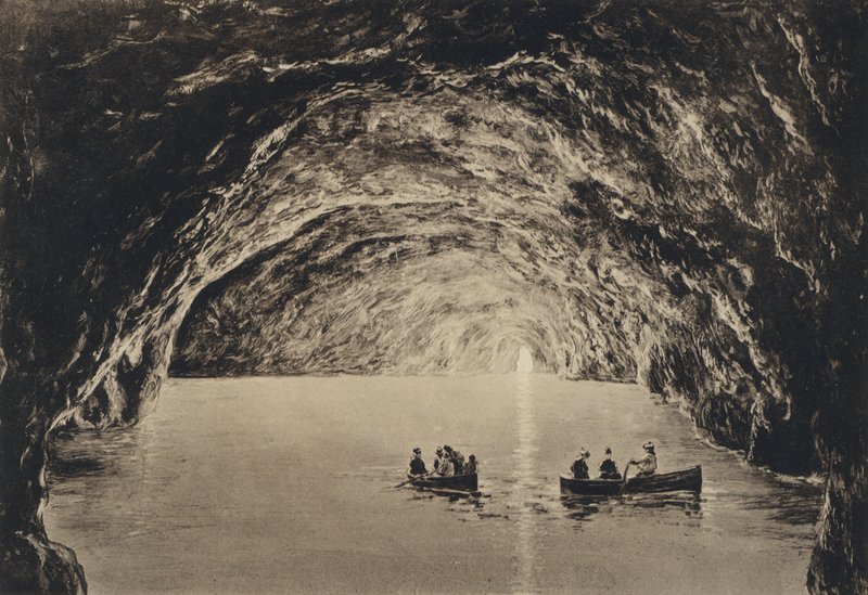 Neapol: Capri, Błękitna Grota (zdjęcie czarno-białe) autorstwa Italian Photographer