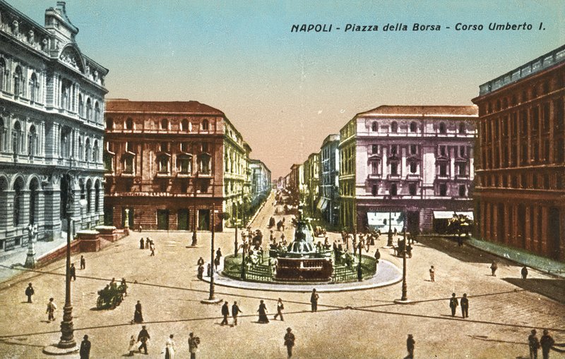 Neapol, Włochy, Piazzo Della Borsa, Corso Umberto I autorstwa Italian Photographer
