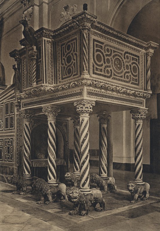 Neapol: Ravello, Duomo, Ambona (zdjęcie czarno-białe) autorstwa Italian Photographer