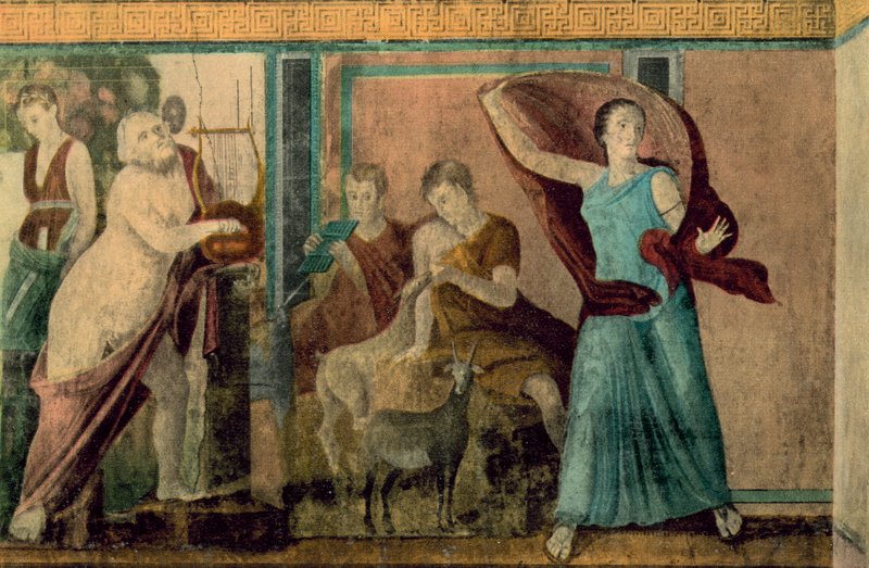 Pompeje: Willa Tajemnic, Inicjacja, Przerażona kobieta (zdjęcie kolorowe) autorstwa Italian Photographer