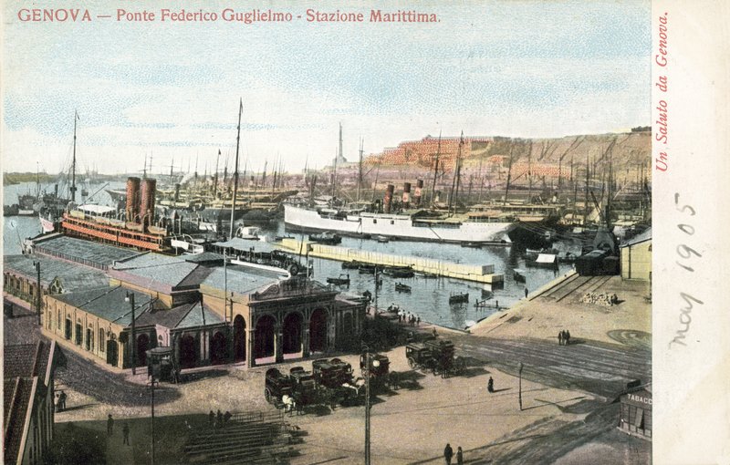 Ponte Federico Guglielmo i terminal promowy, Genua autorstwa Italian Photographer
