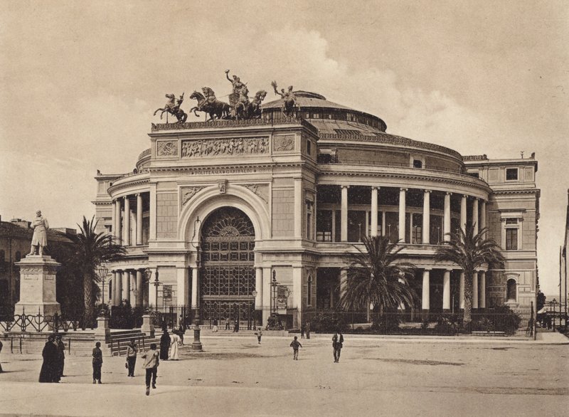 Sycylia: Politeama Garibaldi, Arch Damiani (zdjęcie czarno-białe) autorstwa Italian Photographer