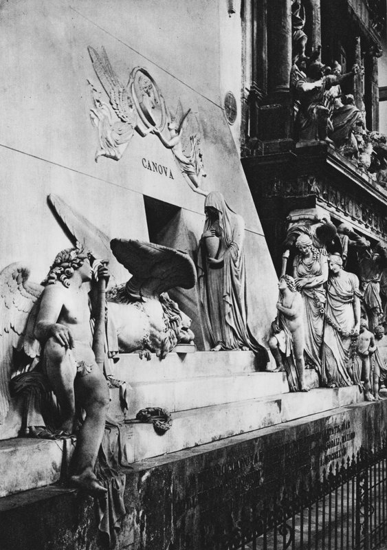 Wenecja, Monumento a Canova (zdjęcie czarno-białe) autorstwa Italian Photographer
