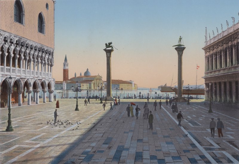 Wenecja, Piazzetta San Marco i dwie Kolumny (kolorowe zdjęcie) autorstwa Italian Photographer