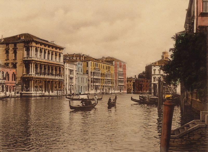 Venezia / Wenecja: Canal Grande e Palazzo Browning (kolorowe zdjęcie) autorstwa Italian Photographer
