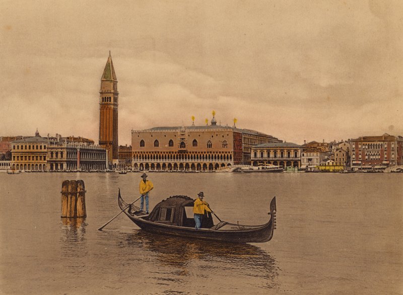 Wenecja / Wenecja: Panorama i gondola (kolorowe zdjęcie) autorstwa Italian Photographer