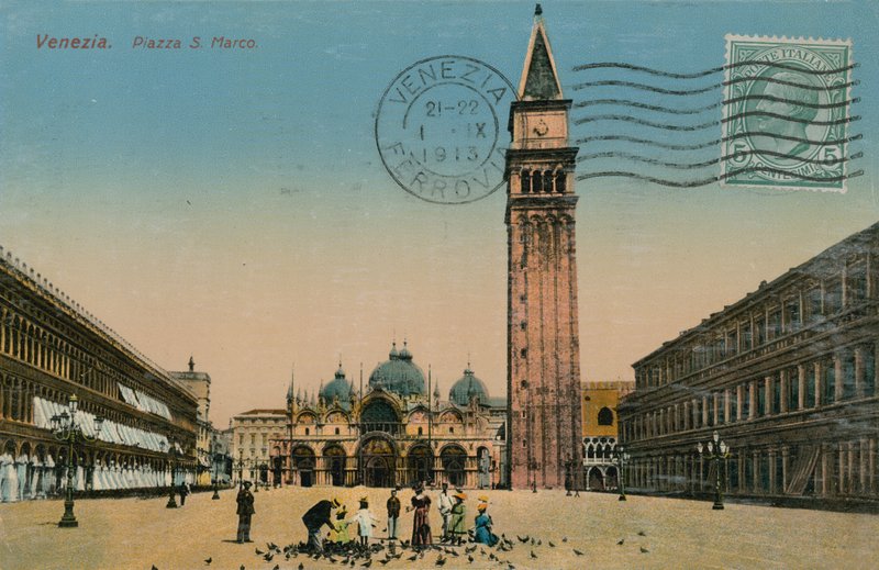 Wenecja - Plac Świętego Marka. Pocztówka wysłana w 1913 roku. autorstwa Italian Photographer