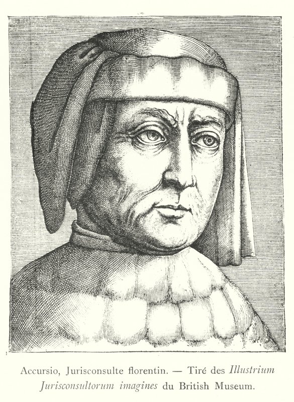 Accursio, Jurisconsulte Florentine, Tire des Illustrious zdjęcia prawników z Muzeum Brytyjskiego (grafika) autorstwa Italian School