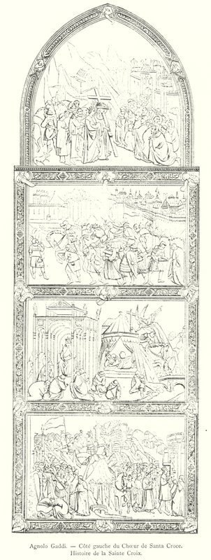 Agnolo Gaddi, Lewa strona chóru Santa Croce, Historia Świętego Krzyża (rycina) autorstwa Italian School