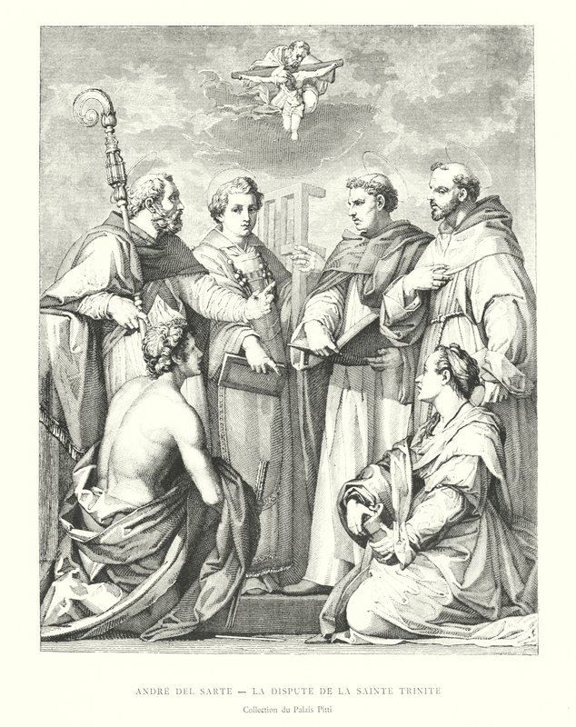 Andre del Sarte, Spór Trójcy Świętej, Kolekcja Pałacu Pitti (rycina) autorstwa Italian School