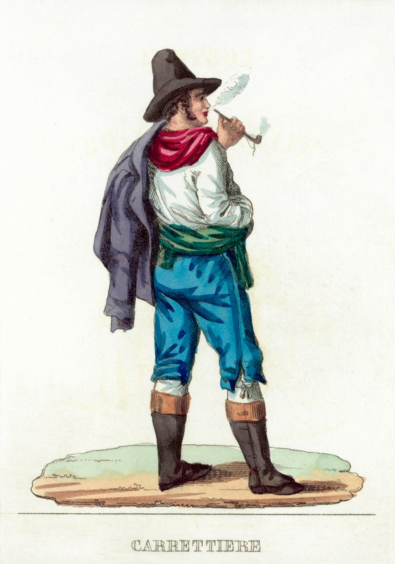 Carrettiere (kolorowy grawerunek) autorstwa Italian School