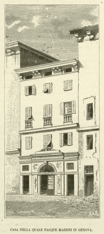 Dom, w którym urodził się Mazzini w Genui (grafika) autorstwa Italian School