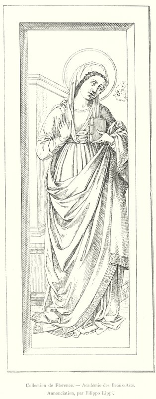 Kolekcja Florencji, Akademia Sztuk Pięknych, Zwiastowanie, autorstwa Filippo Lippi (grafika) autorstwa Italian School