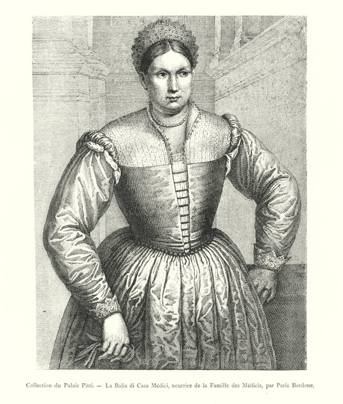 Kolekcja Pałacu Pitti, La Balia di Casa Medici, pielęgniarki rodziny Medicis, autorstwa Paris Bordone (rycina) autorstwa Italian School