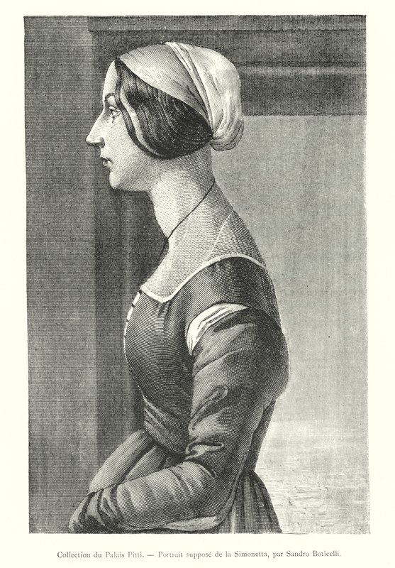 Kolekcja Pałacu Pitti, Domniemany portret Simonetty, Sandro Boticelli (rycina) autorstwa Italian School