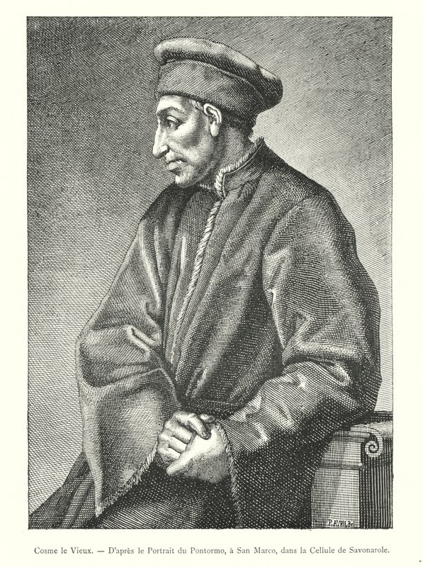 Cosmo the Elder, według portretu Pontormo, w San Marco, w celi Savonarola (rycina) autorstwa Italian School