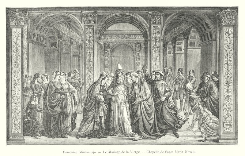 Domenico Ghirlandajo, Wesele NMP, kaplica Santa Maria Novella (rycina) autorstwa Italian School