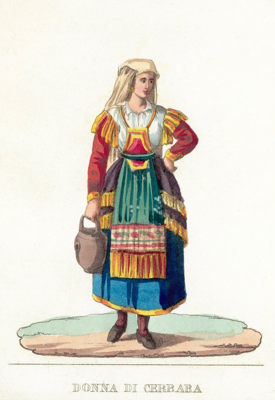 Donna Di Cerbara (kolorowy grawerunek) autorstwa Italian School