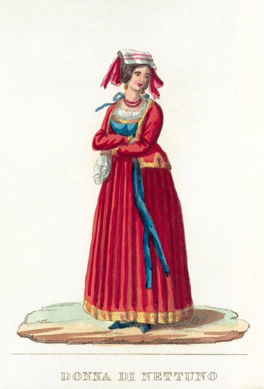 Kobieta Neptuna (kolorowy grawerunek) autorstwa Italian School