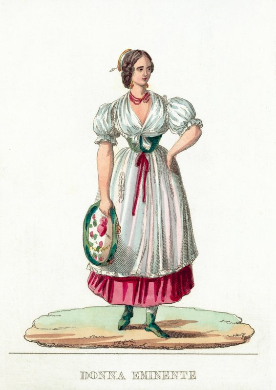 Donna Eminente (kolorowy grawerunek) autorstwa Italian School