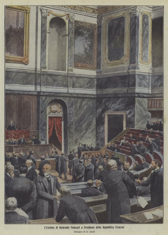 Wybór Raymonda Poincare na prezydenta Francji (kolorowa litografia) autorstwa Italian School