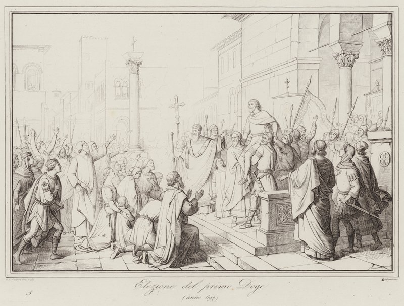 Wybór pierwszego doża, 697 (rycina) autorstwa Italian School