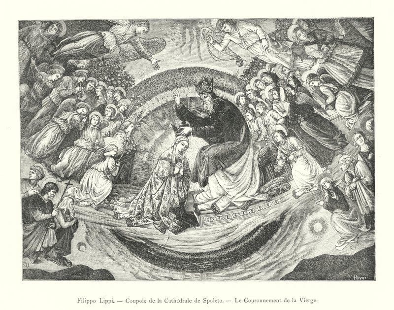 Filippo Lippi, Kopuła katedry w Spoleto, Koronacja NMP (rycina) autorstwa Italian School