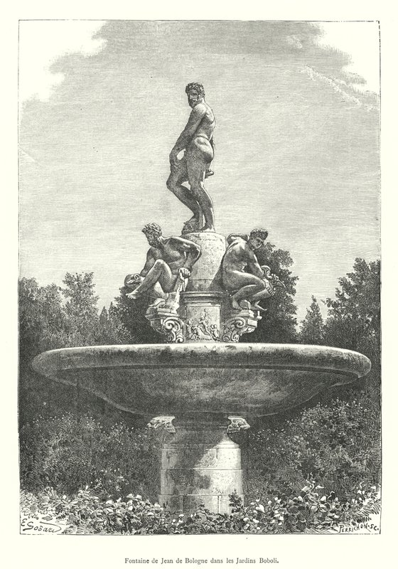 Fontanna Jeana de Bologna w Ogrodach Boboli (rycina) autorstwa Italian School