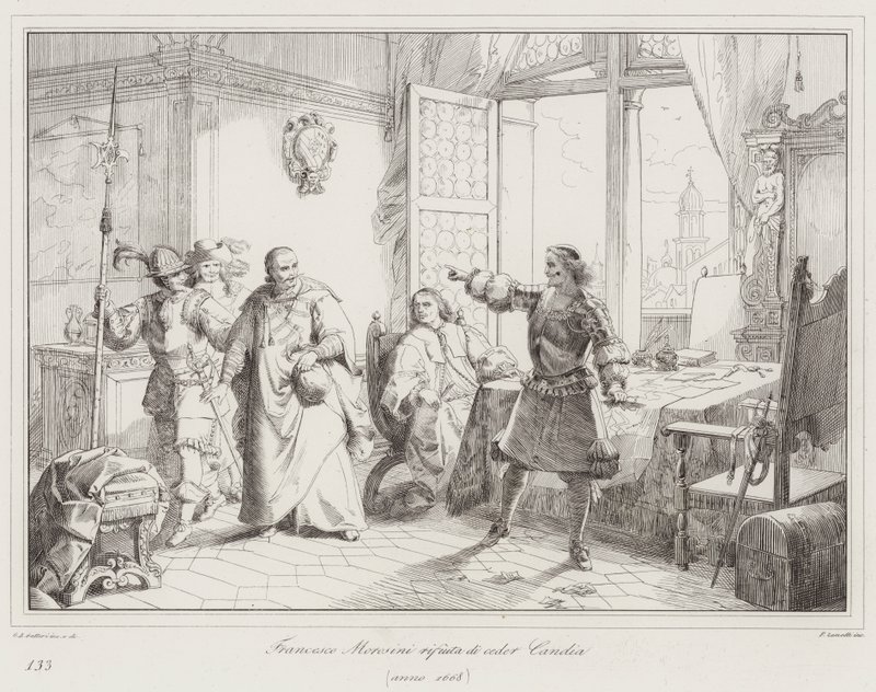 Francesco Morosini odmawia sprzedaży Candii autorstwa Italian School